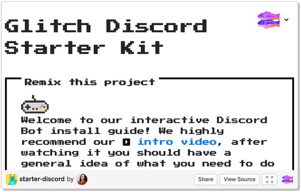 Glitch Discord Starter Kit