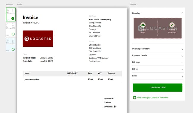 Online Invoice Generator by Logaster