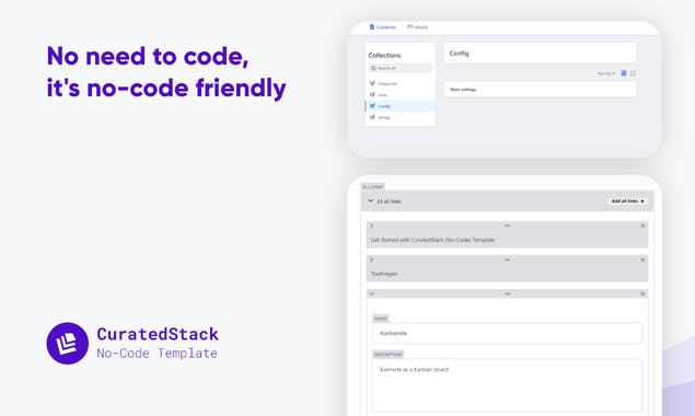 CuratedStack No-Code Template