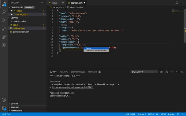 VulnCost for Visual Studio Code