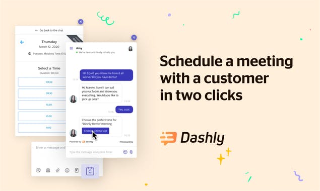 Dashly live chat with Calendly and Zoom