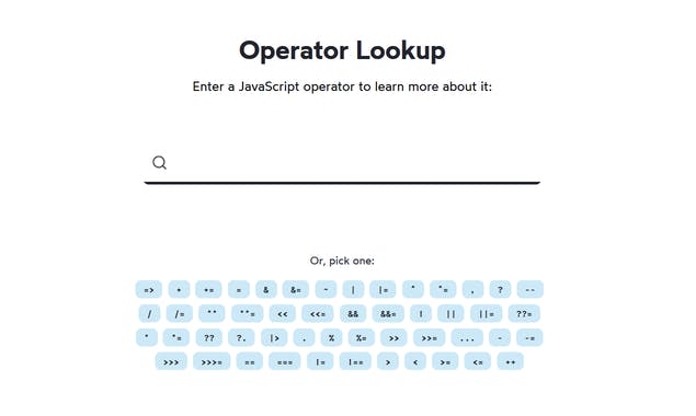 JavaScript Operator Lookup