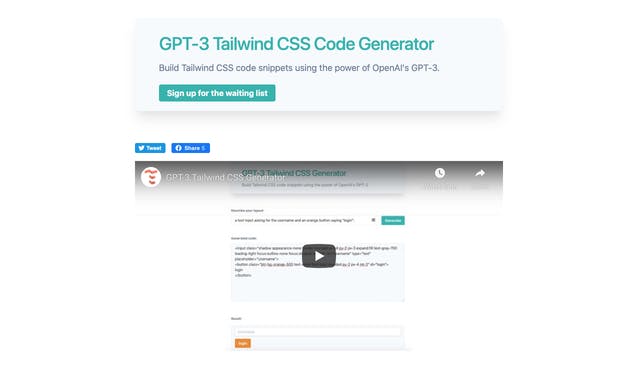 GPT-3 Tailwind CSS