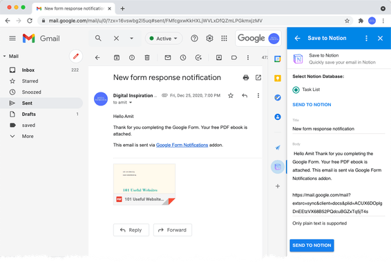 Send Gmail to Notion