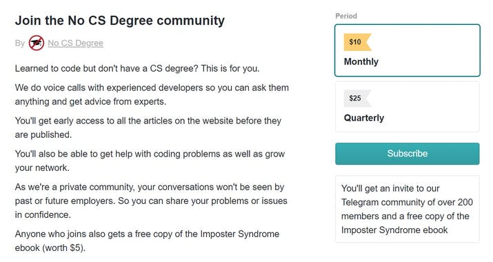 No CS Degree Community