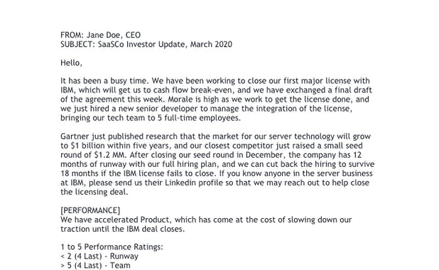 5-Minute Investor Update Template