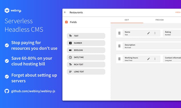 Serverless Headless CMS by Webiny