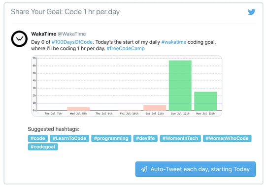 WakaTime #100DaysOfCode Goals