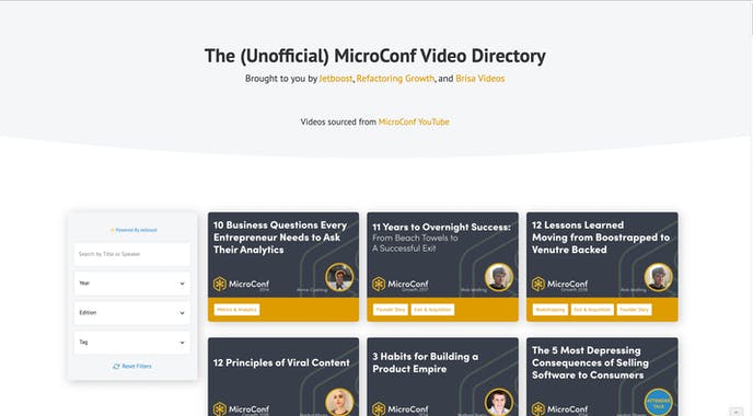 The Unofficial MicroConf Video Directory