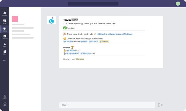 Trivia for Microsoft Teams