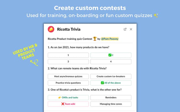 Ricotta Trivia on Slack