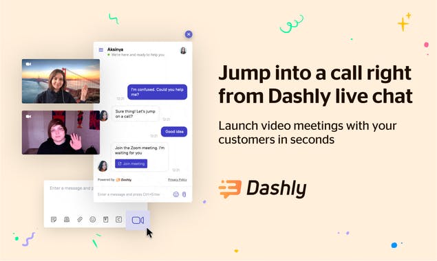 Dashly live chat with Calendly and Zoom