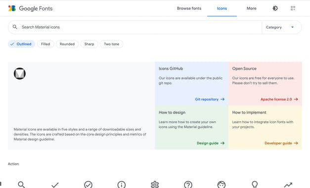 Google Fonts Icons