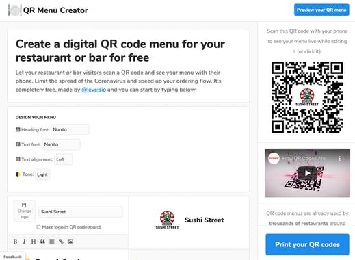 QR Menu Creator