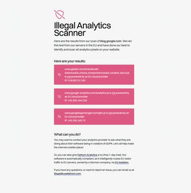 Illegal Analytics Scanner