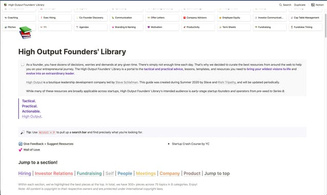 High Output Founders' Library