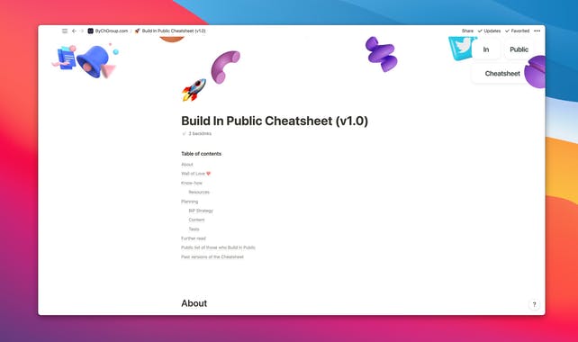 Build In Public Cheatsheet