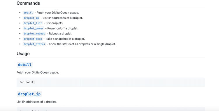 DigitalOcean Command Set
