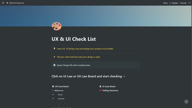 UI & UX Checklist