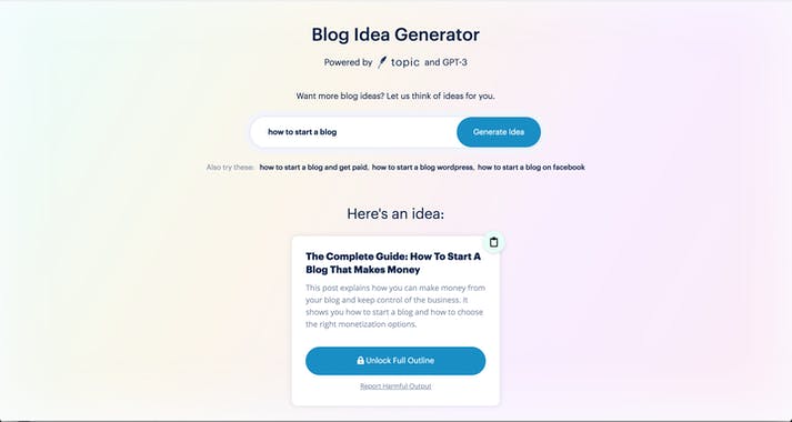 GPT-3 Blog Idea Generator