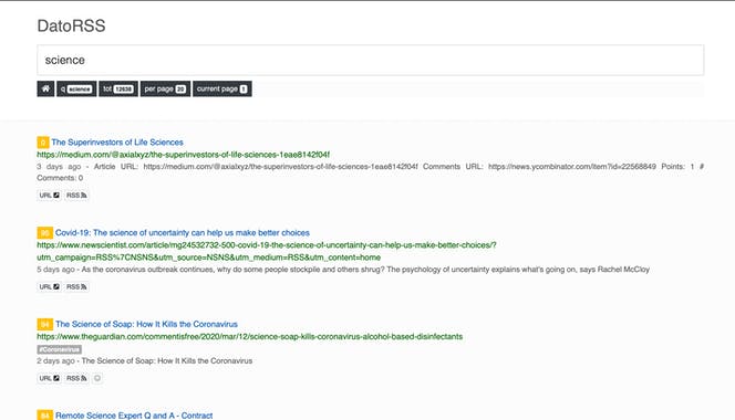 DatoRSS Search Engine