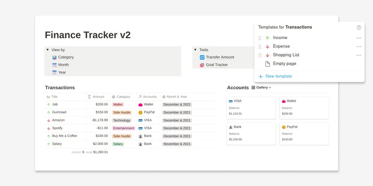 Notion Finance Tracker V2