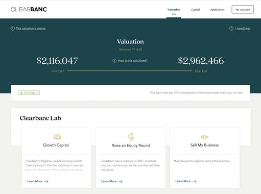 Valuation from Clearbanc